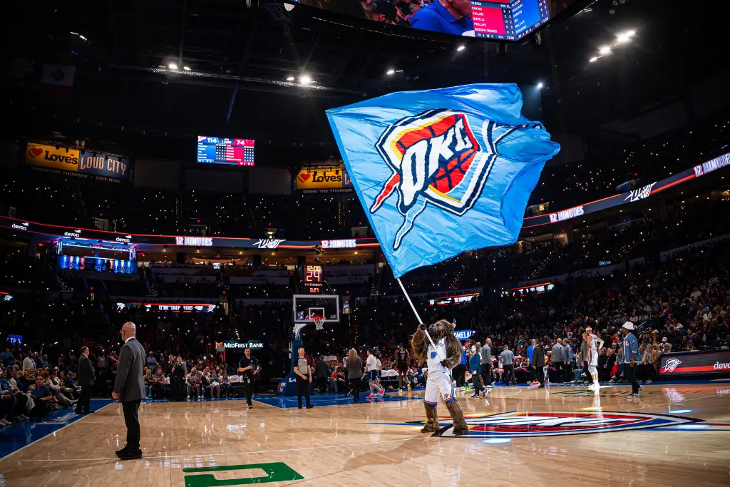 CVB Visit Oklahoma City Rumble with Thunder Flag
