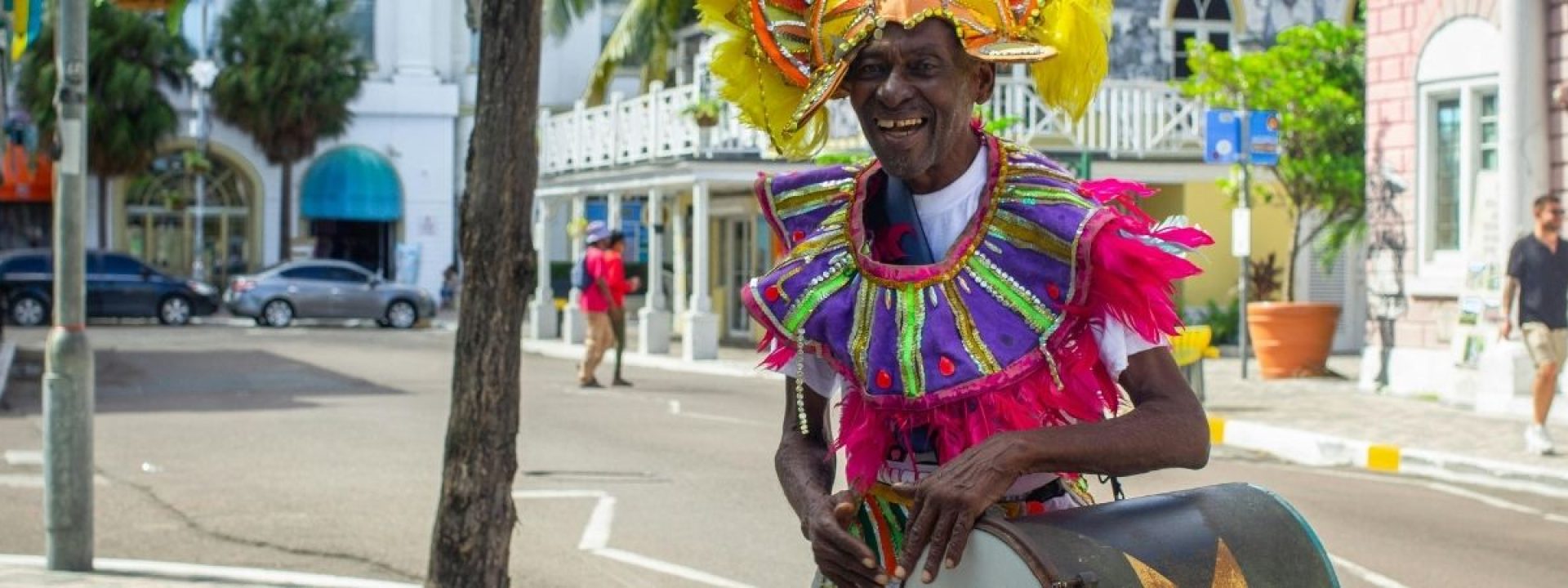 Colorful Junkanoo Performer in Nassau, Bahamas