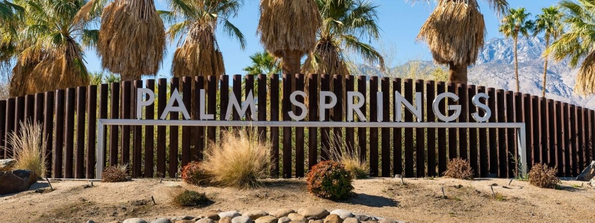 Palm Springs Sign on Gene Autry Trail in Palm Springs, CA